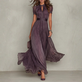 Vivienne | Vestido largo de gasa con encaje