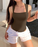 Bodysuit acanalado con cuello cuadrado SculptCurve™
